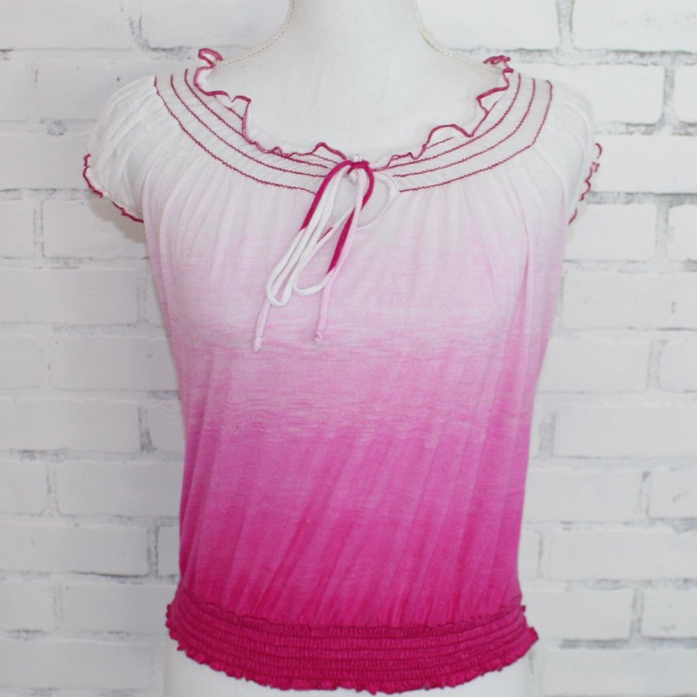 Vintage Havana Ombre Pink and White Top